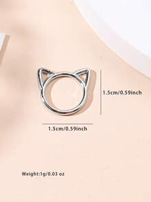 1pc Versatile Minimalist Cute Alloy Owl Accessory Jewelry - Cat Head - View 6