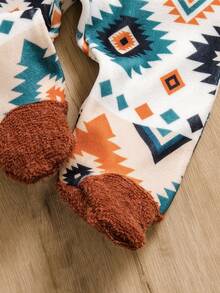 Ramadan Traditional Set, Boys Graphic Pattern Crew Neck Long Sleeve Top And Elastic Waist Pants 2 Pieces Outfit, Suitable For Infant Daily Casual Wear