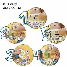 Juguete de oso de peluche de coche con sonido y luz musical multifuncional para bebés, juguete interactivo de múltiples escenarios, juguete educativo para bebés, juguete de pista deslizante giratoria, juguete de aprendizaje interesante (baterías no incluidas) - Multicolor - Ver 10