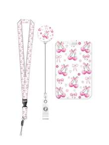 粉色蝴蝶结、樱桃、豹纹卡套，带可伸缩证件夹、登山扣、粉色可伸缩证件卷轴和可拆卸挂绳 - 励志语录证件钥匙扣，适合医生、护士、教师、女学生和办公室职员，圣诞节、感恩节、新年礼物 - 彩色 - 查看 16