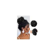 Messy Bun Hair Piece Hair Bun Wavy Curly Scrunchies Chignon Ponytail Hair Extensions Fake Hair Bun Extensions Synthetic Tousled Updo Hairpieces For Women(Black),Black - Black - 查看 1