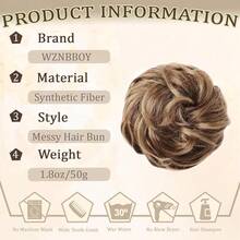 Messy Bun Hair Piece Hair Bun Wavy Curly Scrunchies Chignon Ponytail Hair Extensions Fake Hair Bun Extensions Synthetic Tousled Updo Hairpieces For Women(Light Brown Mix Blonde),LightBrownMixBlonde - 淺棕色混金色 - 查看 3