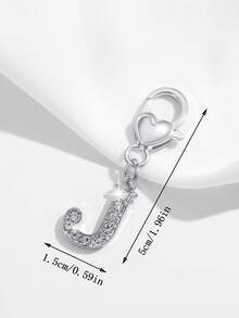 1件时尚欧美男女通用简约可爱26个英文字母造型钥匙扣吊坠配饰，镶嵌水钻，适合男女车钥匙、包包、装饰品和节日礼物，可送给母亲、父亲、毕业生和老师。 - 銀色 - 查看 27