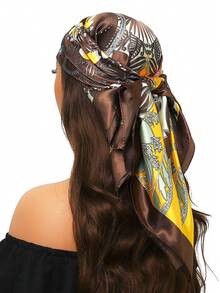 1pc Fashion Square Scarf With Print, 35.4inch New Silk Scarf Luxury Shawl 90*90cm, Versatile Neck Wrap For Men, Suitable For All Seasons - Multicolor - View 3