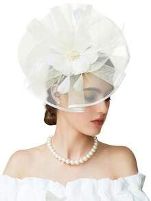 1件女士礼帽，德比帽，大花朵装饰，2025款，适合优雅的下午茶派对，女士发饰 - 彩色 - 查看 21