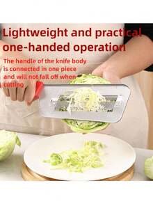 Cabbage Chopper Shredder, Cabbage Cutter Knife Kitchen Slicer Sauerkraut Cutter Coleslaw Grater, Sharp Stainless Steel Blades, Black & Red Handle - Multicolor - View 3