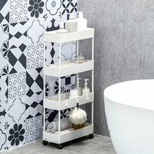 HOMCOM 4-Tier Rolling Kitchen Shelf, Storage Rack With Wheels And Brakes, Versatile, White