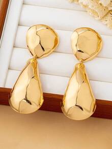 一对时尚几何大水滴形耳钉，适合女性参加派对、聚会、街头、日常佩戴，也是一份贴心的礼物。 - 金黃色 - 查看 3