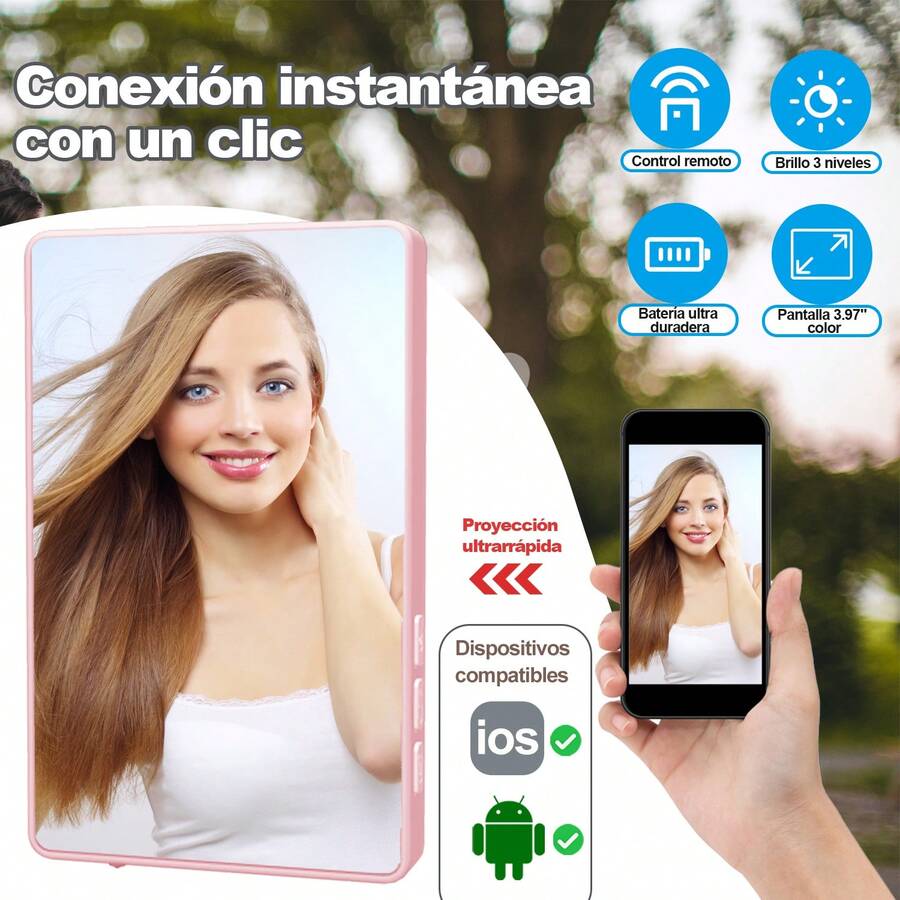 Monitor Selfie para Vlog  Calidad de Cámara Trasera  Kit de Video para Redes Sociales  Accesorio para Creadores de Contenido  Para iOS y Android Portátil para Viajes - Rosa - Ver 1