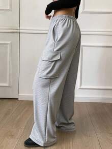 休闲宽松运动裤，女士慢跑裤 - 灰色 - 查看 3