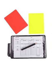 1pc Red & Yellow Football Referee Cards With Leather Case, Referee Supplies - Black - View 6