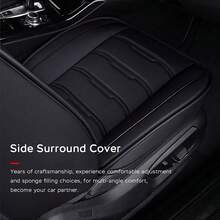 Stylish Black Faux Leather 5-Seater Full Coverage Car Seat Covers - Includes Headrest & Lumbar Pillows Universal Fit Auto Seat Protectors - Five Black Seats With Headrests and Lumbar Support - View 7