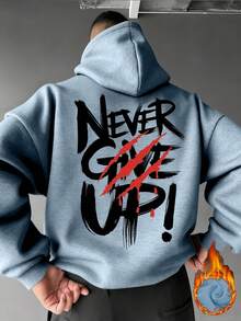 GRDR Men's Autumn/Winter Letter Slogan & Scratch Print Casual Loose Fit Hoodie Sweatshirt - Baby Blue - View 8