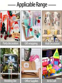 10 Rolls Double-Sided Tape, Durable DIY Essential Double-Sided Tape, Waterproof, Reusable, Suitable For Scrapbooking, Gift Wrapping, Crafts, Office & School Supplies - White, Compatible With Plastic Surfaces. Can Be Used For Photo Albums, Homemade Photos, Gift Wrapping, Paper Storage Boxes, Office, Back To School, Parties, Map Making, Etc. Easy To Remove, No Residue Left. Color And Style Shipped Randomly. - White - View 5