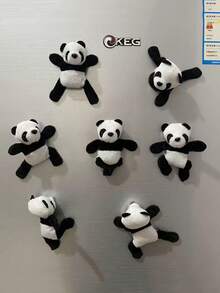 1/3pcs Cute Panda Plush Refrigerator Magnet Creative Stuffed Animal Magnet,Suitable For Home Use, Portable And Festival Gifts - Black and White - View 5