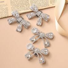 2pcs Shiny Silver Butterfly Shoe Clips, Metallic Mesh Texture, Fully Studded With Rhinestones. Exquisite And Glamorous, Adds Elegant Charm To Footwear