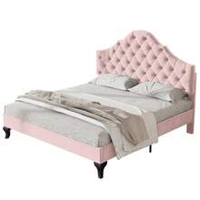 Bed Frames - Pink + Velvet + 140cm*200cm - View 5