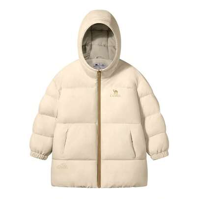 CAMEL CROWN 新款儿童轻便羽绒服，加厚保暖，采用白色羽绒制成，带帽，女童款。