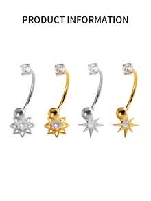 1件S925纯银八角星吊坠，适合肚脐穿孔，是女孩日常佩戴的理想之选，也是送给女友、母亲、姐妹的最佳礼物。 - 單隻肚臍釘 - 查看 6