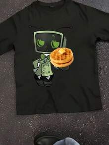 Dandy's World Vee Costume For Adults Pancake T-Shirt - 黑色 - 查看 1