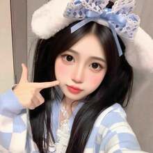 Cute Headband Blue Bow Headgear Doggie Ears Lolita Headband - 粉色 - 查看 5