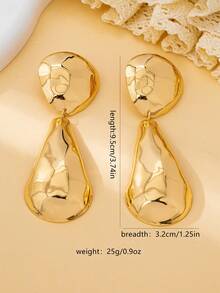 一对时尚几何大水滴形耳钉，适合女性参加派对、聚会、街头、日常佩戴，也是一份贴心的礼物。 - 金黃色 - 查看 5