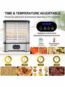 8-Tray Food Dehydrator With Digital Timer And Temperature Control, Suitable For Making Jerky/Meat/Beef/Fruit/Vegetable, Pet Treats, Herbs And Yogurt, 400W - EU F Type Plug(220-240V) - View 4