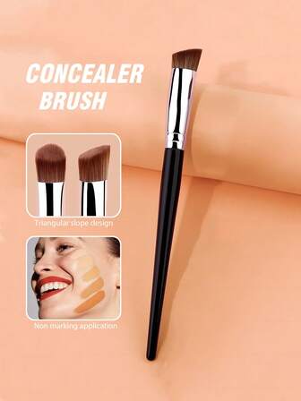 斜角遮瑕刷，用于眼下，小型遮瑕晕染刷，可有效遮盖眼袋，适合化妆新手使用