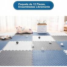 Tapete para Ejercicio, tapete para, Piso para Gym para de Espuma EVA, Tapete Foamy con 3 Colores para Yoga, Gym y Hogar (30 * 30 * 1CM) Noóxico, Antideslizante - ‎Azul+Blanco+Gris - Ver 8
