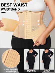 1pc Plus Size Women Shapewear, Waist Trainer, Tummy Control, Butt Lifter, Fitness Bodysuit - Apricot - View 7