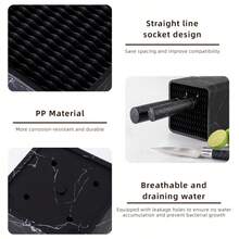 Household Plastic Knife Block - All-In-One Kitchen Utensil Storage Rack For Knives - Black - View 4
