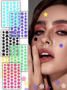 Star Pattern Face Stickers, Essential For Photography And Face Painting, Suitable For Various Parties, Gatherings And Entertainment Activities. For Decorative Use Only. - Multicolor - View 2