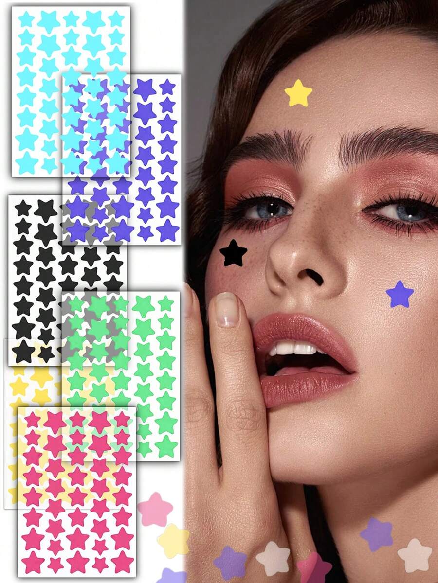 Star Pattern Face Stickers, Essential For Photography And Face Painting, Suitable For Various Parties, Gatherings And Entertainment Activities. For Decorative Use Only.