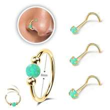 18G Opal Nose Ring, 8mm/10mm, Hypoallergenic 316L Surgical Stainless Steel - Suitable For Nostril/Septum Piercings And Cartilage Piercings, Unisex, Ideal For Everyday Wear, Promotes Healing, Designed For New Piercings, Comfortable To Wear, And Won't Interfere With Sleep.