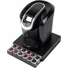HAWT Single Serve Coffee Pod Drawer 36 Pod Capacity Countertop Organizer Metal 12.75" L X 13" W X 3" H Black - Black - View 5
