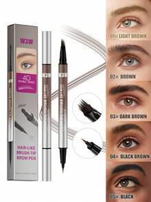 W3W 2-In-1 Eyebrow Pencil & Eyeliner, Natural Waterproof Sweat-Resistant Long-Lasting Buildable Eyebrow Pencil, Women Dual-Ended Micro-Sculpting Eyebrow Pencil, Waterproof, Creates Defined Natural Brows, With Built-In Eyebrow Brush