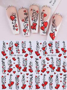 2 pezzi Adesivi per unghie a forma di cuore rosso, Decorazioni per unghie 3D a forma di cuore rosso, Decalcomanie per unghie autoadesive, Accessori per unghie in acrilico, Decorazioni per unghie, Adatte per donne, ragazze, unghie di San Valentino, Forniture per unghie - Multicolore - Visualizzare 9