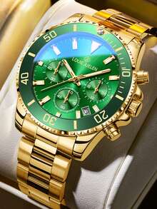 1pc Men's High-End Steel Band Luminous Business Casual Multi-Function Quartz Wrist Watch - WATCH - View 1