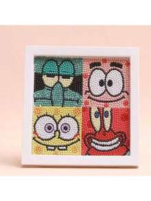 1幅海绵宝宝5D钻石画，DIY全钻钻石艺术画，客厅装饰，海绵宝宝、派大星、章鱼哥、蟹老板经典角色设计，儿童钻石画套装 - 彩色 - 查看 4