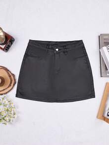 Apperloth A Zip Up Pu Leather Bodycon Mini Skirt Punk Sexy Music Festival - Black - View 7