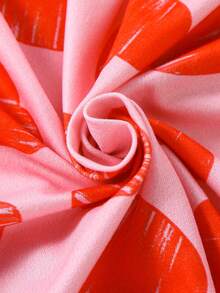 Young Girl's Casual School Style Cute Heart Print Round Neck Puff Sleeve A-Line Dress, Spring/Summer/Autumn - Pink - View 9