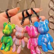 DIY Graffiti Fluid Bear Keychain, Bunny With Long Ears, Little Alien, DIY Creation Materials, Hand-Painted White Blank Graffiti Toy Set (Random Style) (Random Accessory Color) - Multicolor - View 6