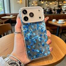 Funda de Teléfono Diseño de Flores Azules para Modelos de  y  Adecuada para Todas las Estaciones Opción de Regalo Ideal - Negro - Ver 3