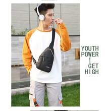 Bolso de pecho para hombre,bandolera,bolso pequeño y moderno para hombre,Tela Oxford,ideal para uso deportivo e informal. - Negro - Ver 6