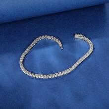 MDFUN 18K White Gold Plated Tennis Bracelet, Unisex, 3mm Cubic Zirconia Classic Chain Bracelet, Elegant & Fashionable Jewelry For Women - White - View 2