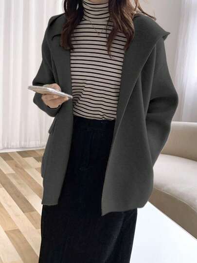 Alicedudu 女士极简风连帽宽松开衫外套，秋冬款