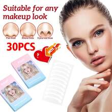 Set de 30 piezas de tiras conformadoras de nariz 4D, pegatinas para minimizar las alas de la nariz, cintas de entrenamiento facial, herramientas de maquillaje diario, adhesivo invisible y natural, adecuado para look sin maquillaje, maquillaje pesado, cosplay, excelente para regalos de Navidad