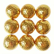 1pc Novelty Gold Plated Durable Rubber Golf Ball, Enhances Distance And Accuracy, High Visibility, Durable And Precise Golf Equipment, Perfect For Practice, Tournaments, Professional Golfers, Golf Accessories, Golf Gifts, Golf Courses, Outdoor Sports, Outdoor Training, Ideal For Men, Personalized Gifts, Valentine's Day Gifts - Multicolor - View 1
