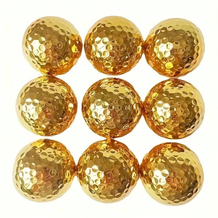 1pc Novelty Gold Plated Durable Rubber Golf Ball, Enhances Distance And Accuracy, High Visibility, Durable And Precise Golf Equipment, Perfect For Practice, Tournaments, Professional Golfers, Golf Accessories, Golf Gifts, Golf Courses, Outdoor Sports, Outdoor Training, Ideal For Men, Personalized Gifts, Valentine's Day Gifts - Multicolor - View 1