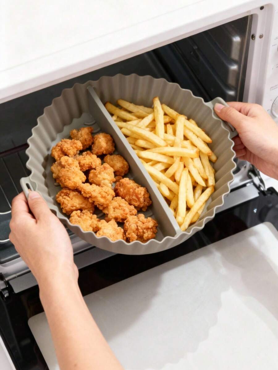 2 siatki w nowym stylu wielokrotnego użytku silikonowe wkładki do frytkownicy powietrznej, wielokrotnego użytku mata do pieczenia w frytkownicy powietrznej, silikonowa tacka do frytkownicy powietrznej odporna na wysokie temperatury, kompatybilna ze wszystkimi frytkownicami powietrznymi, wkładka do blachy do pieczenia z przegródkami do frytkownicy powietrznej, narzędzia kuchenne/akcesoria kuchenne/akcesoria elektryczne, akcesoria kuchenne na Boże Narodzenie, Halloween, imprezy świąteczne, imprezy